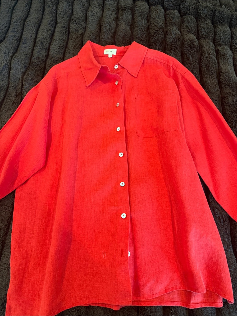 Donni Red Button-Up Linen Shirt - Relaxed Fit